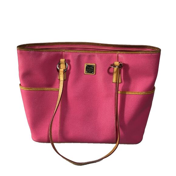 Dooney & Bourke Helena Shopper Shoulder Tote Bag Pink Pebbled Coated Leather - Picture 1 of 16